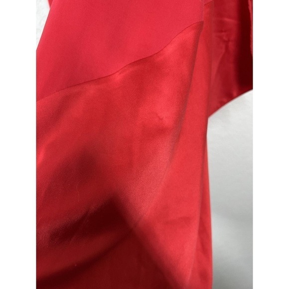 Halston Heritage XS Red Mini Dress Chiffon Satin Chain Straps - Picture 4 of 8